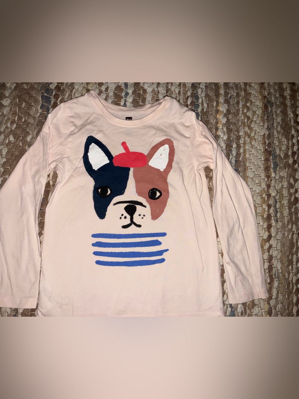 Tea Collection Light Pink Long-Sleeve Tee with French Bulldog Graphic